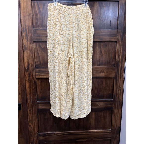 Faithful The Brand Pants Women Size 10 Wide Leg Pockets Snake Skin Yellow - Picture 6 of 15